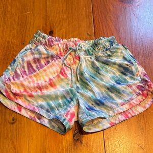 ATHLETA GIRL 12 Colorful Tie Dye Shorts Zipper Pockets Printed